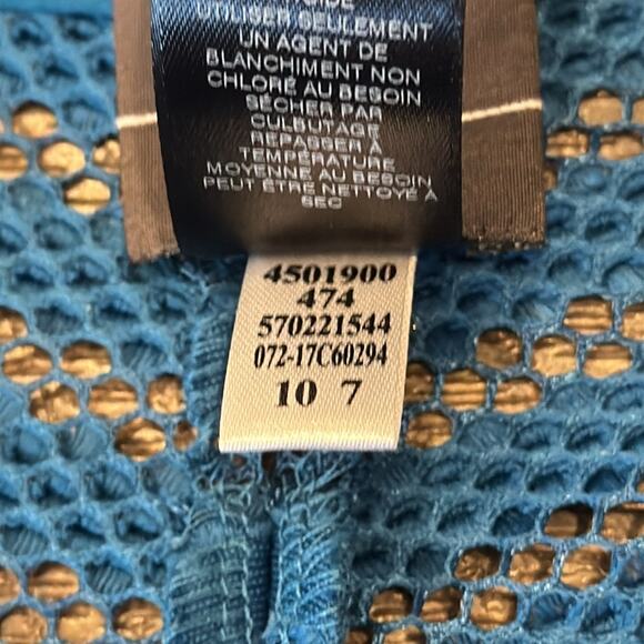 Chico's Women's Travelers Collection Pattern Strip Jacket Mercer Blue Size M/8 - Picture 10 of 11